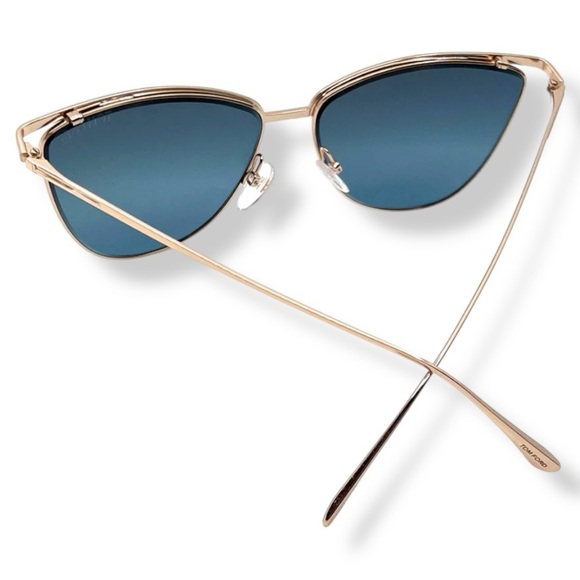 TOM FORD Veronica Cat-eye Semi Mirrored Sunglasses Gold Frame TF684 28W NEW - Picture 13 of 16